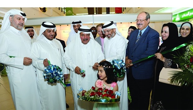 HE Sheikh Faisal bin Qassim al-Thani opens the campaigns by cutting a ribbon in the presence of several officials from HMC at the City Center Doha on Sunday. PICTURE: Thajudheen.