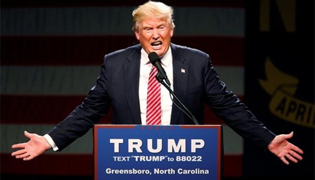 Republican presidential candidate Donald Trump speaks at a campaign rally in Greensboro, North Carolina.