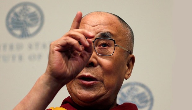 The Dalai Lama speaks at the U.S. Institute of Peace in Washington, DC., US on Monday