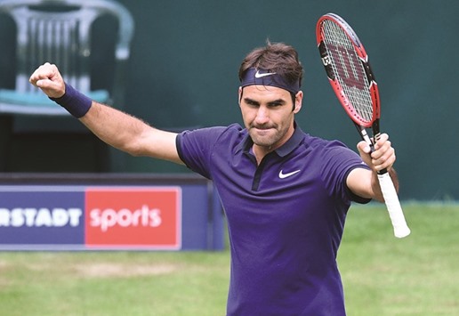Roger Federer reacts after he defeated Jan-Lennard Struff.