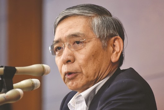 Bank of Japan governor Haruhiko Kuroda speaks during a press conference at BoJ headquarters in Tokyo. The yen surged yesterday after the BoJ held fire on fresh stimulus measures, as fears over Britainu2019s future in the EU pummel financial  markets around the world.