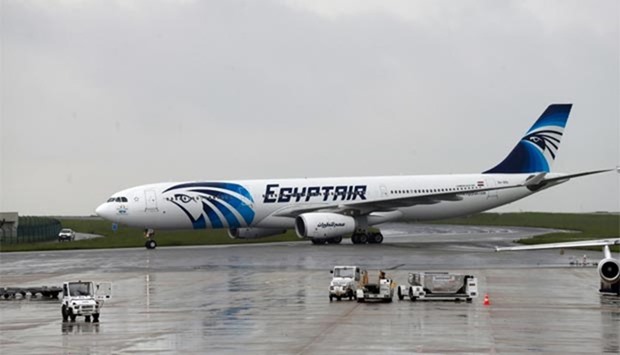 An Egyptair Airbus A330 from Cairo taxiing at the Roissy-Charles De Gaulle airport near Paris a few hours after the MS804 Egyptair flight crashed into the Mediterranean on May 19.