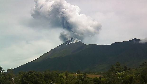 Kanlaon volcano as it spewed ash into the air