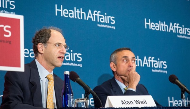 Alan Weil, Editor-in-Chief of Health Affairs, and Professor the Lord Ara Darzi of Denham, Executive Chair of WISH, at a briefing on Global Health in Washington, DC.