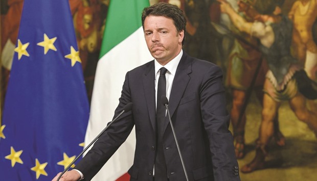 Italian Prime Minister Matteo Renzi addresses a press conference at the Palazzo Chigi in Rome.