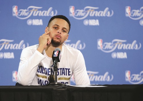 Golden State Warriors guard Stephen Curry reacts while speaking to media following the loss against the Cleveland Cavaliers in game seven of the NBA Finals at Oracle Arena. PICTURE: USA TODAY Sports