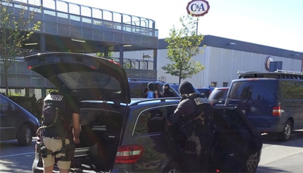 German special police at the cinema complex in Viernheim