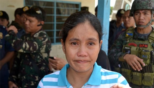 Filipina Marites Flor is pictured after she was released by Abu Sayyaf militants in Jolo, the southern island of Mindanao, on Friday.