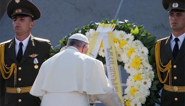 Pope Francis attends commemoration ceremony for Armenians killed by Ottoman Turks