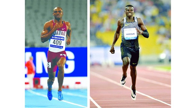 Qatar's Femi Ogunode (left) is the fastest man in Asia and  World Indoor 500m Champion Abdelalah Haroun.