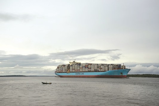 A Maersk container ship sails toward the Buenaventura Port in Buenaventura, Colombia (file). Maersk Line, the groupu2019s container shipping unit, is trying to remain the worldu2019s biggest carrier as new challengers, particularly in Asia, try to grab a bigger share of a depressed market.