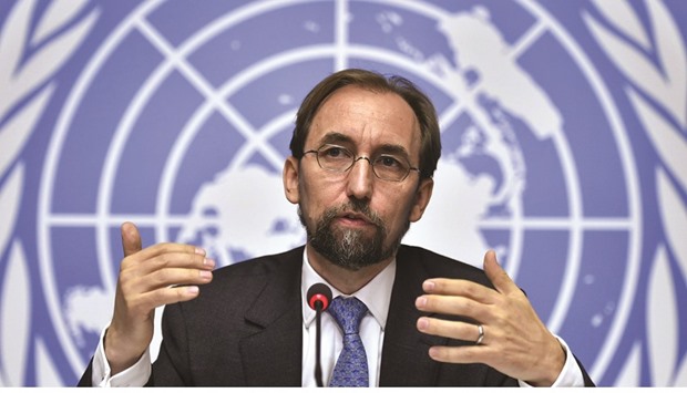 Zeid Rau2019ad al-Hussein speaking during a press conference on Sri Lanka in Geneva.