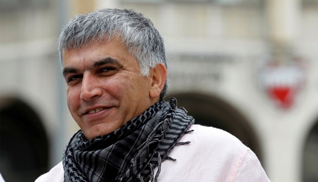 Nabeel Rajab was taken to hospital with heart problems after two weeks in solitary confinement