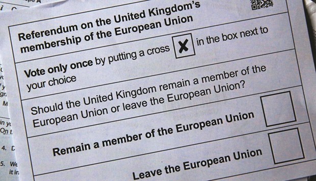 The postal ballot papers of the June 23 Brexit referendum when voters will decide whether Britain will remain in the European Union.