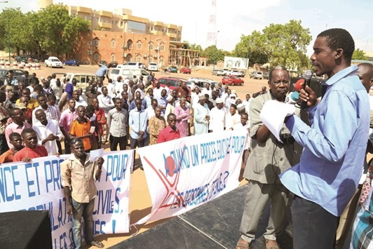 Civil society organisations marching to show solidarity after soldiers from Niger and Nigeria were killed in a Boko Haram attack, in Niamey, Niger yesterday.