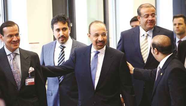 Saudi Arabiau2019s Energy Minister Khalid al-Falih (centre) arrives for the meeting of Opec oil ministers in Vienna, Austria on Thursday. Al-Falih, 56, is Saudi Arabiau2019s first new oil minister in more than 20 years. He took over as some Opec membersu2019 resentment toward the kingdomu2019s oil policy erupted. But al-Falih made it clear that, contrary to public speculation, the kingdom is still engaged with Opec, wanted to listen to the diverse views of its members and would be flexible in its approach.