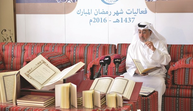 Dr Khalifa bin Jassim al-Kuwari explains the features of the third edition of Musu2019haf Qatar.