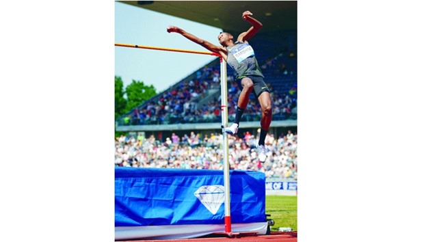 Mutaz Barshim performs at the IAAF Diamond League in Birmingham on Sunday. (Red Bull Content Pool)