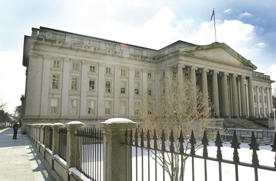 The US Treasury building is seen in Washington. The $1.5tn market for Treasury bills, known as an oasis of stability for investors worldwide, is experiencing the most volatility since the financial crisis.