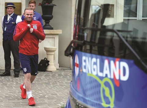 England captain Wayne Rooney leaves the teamu2019s hotel in Chantilly, France, yesterday. (AFP)