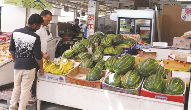 Relatively limited quantities of watermelons are available in the market this time. A view from the Doha Central Market. PICTURE: Jayan Orma