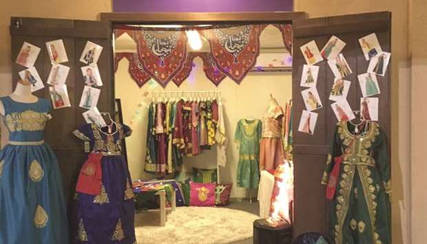 Clothes on display at one of the stalls belonging to an entrepreneur, at Meerat Ramadan in Katara.