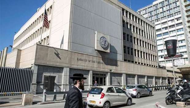 The exterior of the US Embassy in the Israeli coastal city of Tel Aviv.