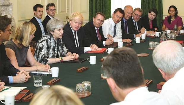 Prime Minister Theresa May holds the first Cabinet meeting following the general election at 10 Downing Street, in London yesterday.