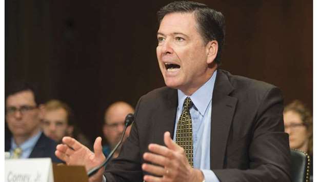 This file photo taken on May 3 shows Comey testifying before the Senate Judiciary Committee on Capitol Hill in Washington, DC. He will testify on June 8 before a Congressional panel probing allegations of Russian interference in last yearu2019s US election, the Senate Intelligence Committee said.