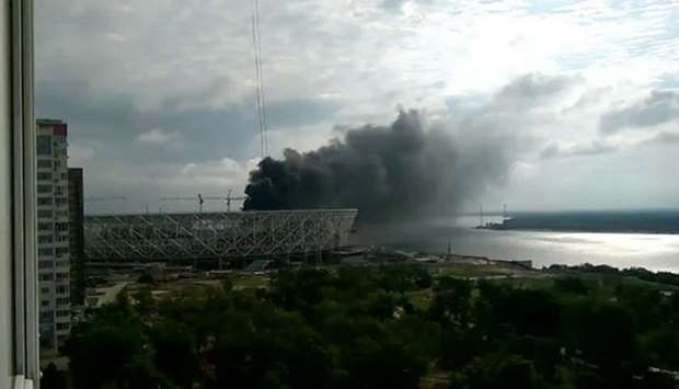 Russian World Cup construction site fire in Volgograd