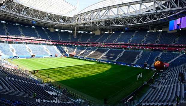 A general view of the Saint-Petersburg arena at the Krestovsky Island in Saint Petersburg, ahead of the 2017 FIFA Confederations Cup football tournament.
