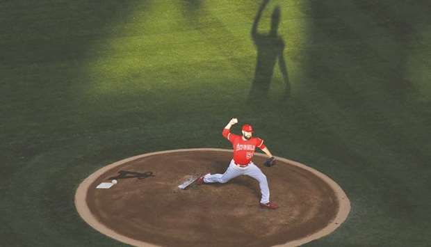 Los Angeles Angels pitcher Matt Shoemaker throws the ball against the New York Yankees at Angel Stadium of Anaheim on Wednesday. (USA TODAY Sports)
