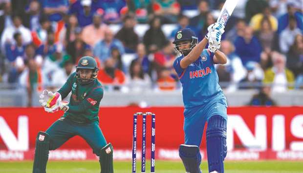 Indiau2019s Rohit Sharma in action against Bangladesh during their ICC Champions Trophy semi-final at Edgbaston in Birmingham yesterday. Reuters