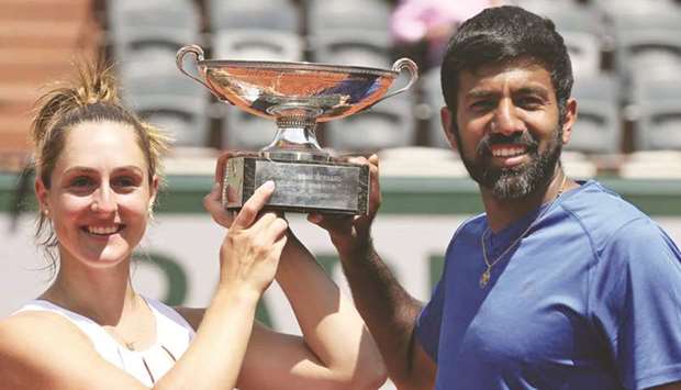 Indiau2019s Rohan Bopanna (right) teamed up with Canadian Gabriela Dabrowski to win the French Open mixed doubles title last week.