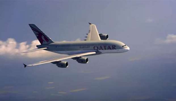 A screenshot from the Qatar Airways video
