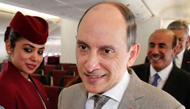 Qatar Airways Chief Executive Officer Akbar al-Baker is seen during the 52nd Paris Airshow at Le Bourget airport near Paris, on Monday.