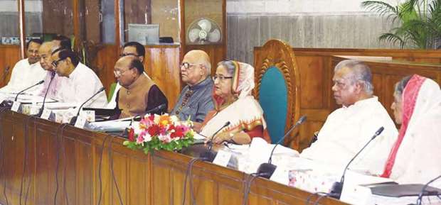 Prime Minister Sheikh Hasina presiding over the weekly regular cabinet meeting at the parliament secretariat in Dhaka yesterday.