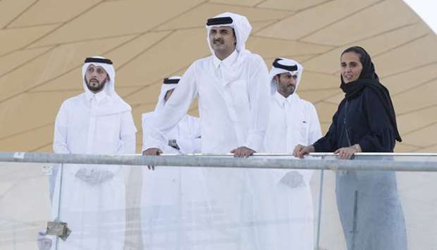 His Highness the Emir Sheikh Tamim bin Hamad al-Thani visiting the site of the upcoming National Museum of Qatar at the Corniche. He was welcomed by Chairperson of Qatar Museums HE Sheikha al-Mayassa bin Hamad al-Thani.