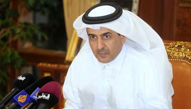 HE the Attorney General Dr Ali bin Fetais al-Marri addressing the media in Doha. PICTURE: Shemeer Rasheed.