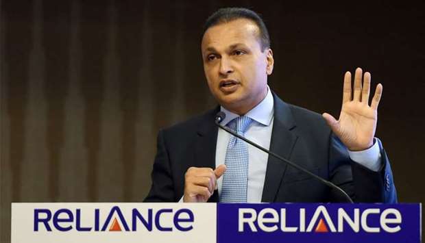 Indian industrialist and Reliance ADAG CEO Anil Ambani speaks during a news conference