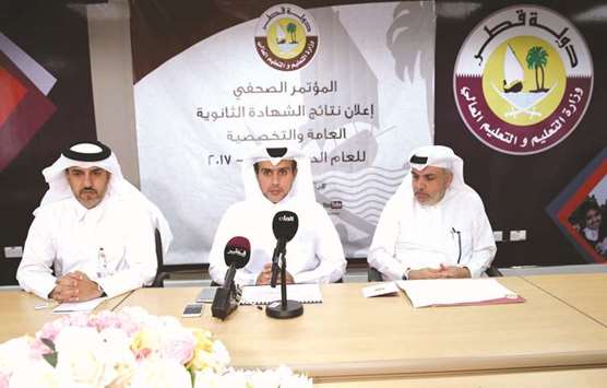 HE the Minister of Education and Higher Education, Dr Mohamed Abdul Wahed Ali al-Hammadi, speaks at a press conference in Doha.