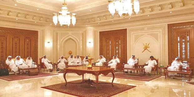Qatari businessmen hold a meeting in Muscat.
