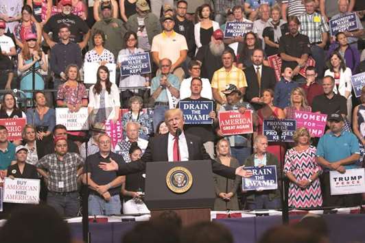 President Trump speaks at the rally in Cedar Rapids, Iowa.