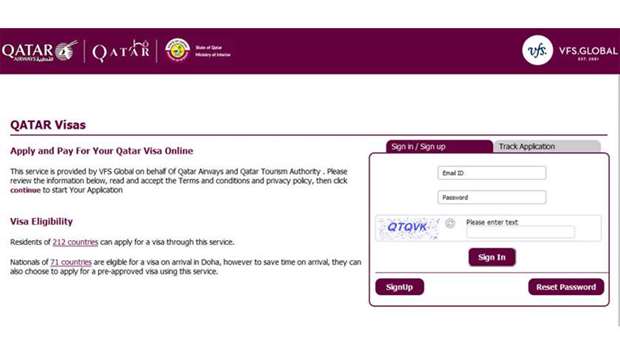 Tourist visa applications can now be completed on the new e-visa platform at www.qatarvisaservice.com