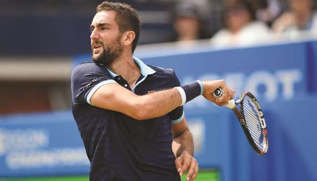 Croatiau2019s Marin Cilic in action during his quarter-final match against USAu2019s Donald Young at the Aegon Championships in London yesterday. (Reuters)