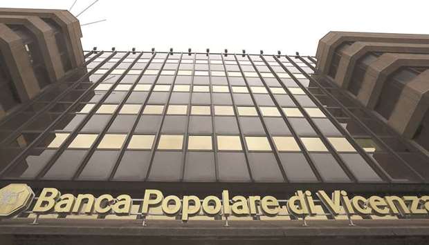 Banca Popolare di Vicenza headquarters is seen in Italy. The Finance  Ministry said on Friday that all measures would be taken to ensure that senior creditors and depositors of Banca Popolare and Veneto Banca would be protected in the wind-down under national insolvency law.