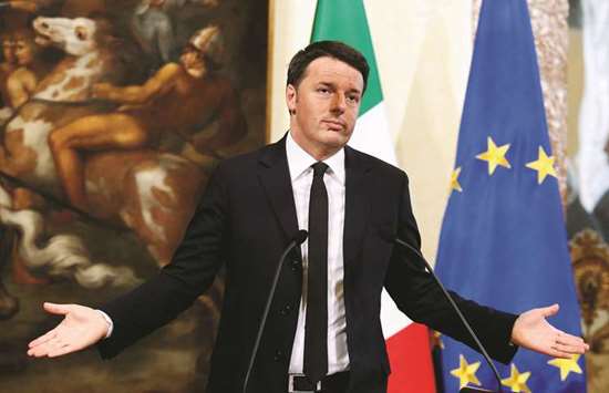 Italyu2019s Prime Minister Matteo Renzi gestures during a news conference in Rome.
