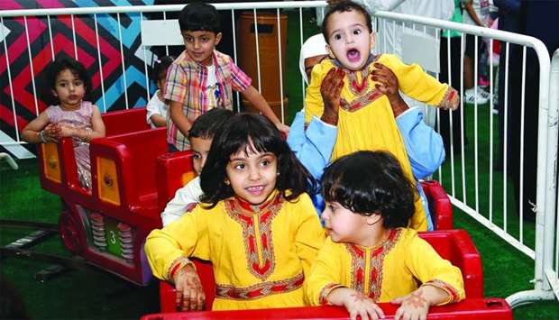 Kids try out the electric choo-choo train. PICTURES: Jayaram