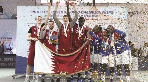 The World Cup winning Qatar U18 team in 2016.
