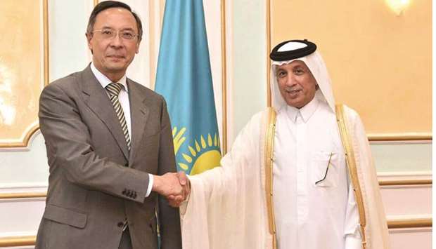 HE al-Muraikhi meeting Kazakh Foreign Minister Kairat Abdrakhmanov in Astana yesterday.
